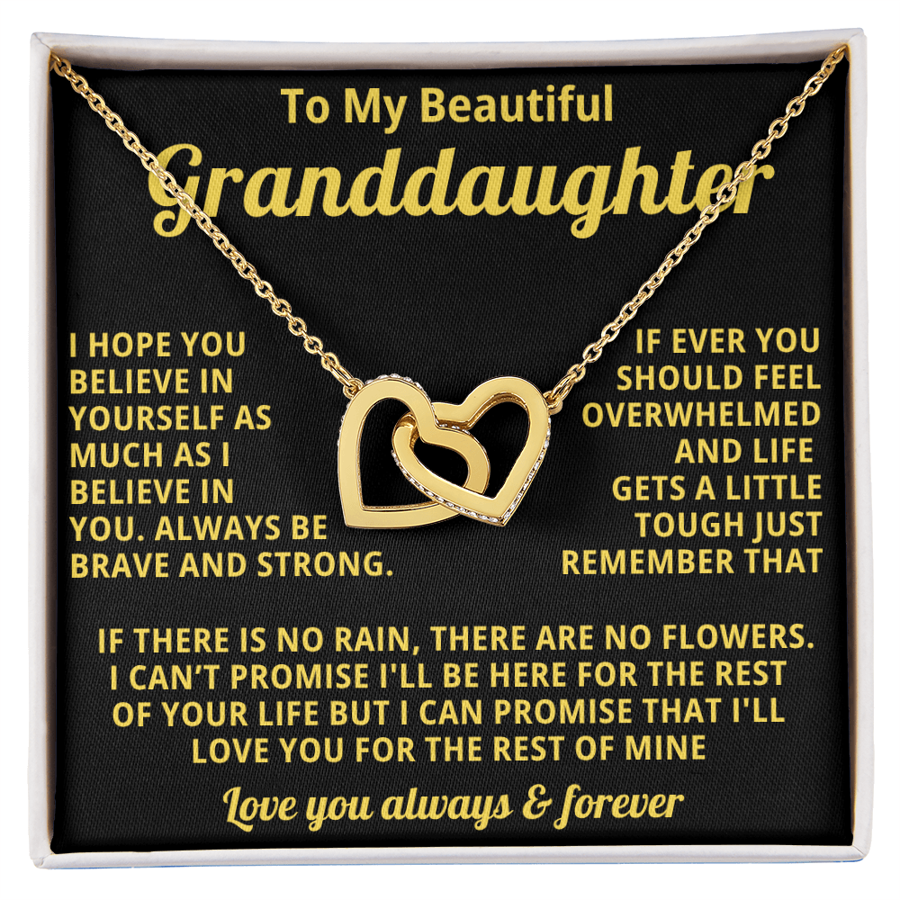 Gift for Granddaughter Linked Heart Necklace with Heartfelt Message Card