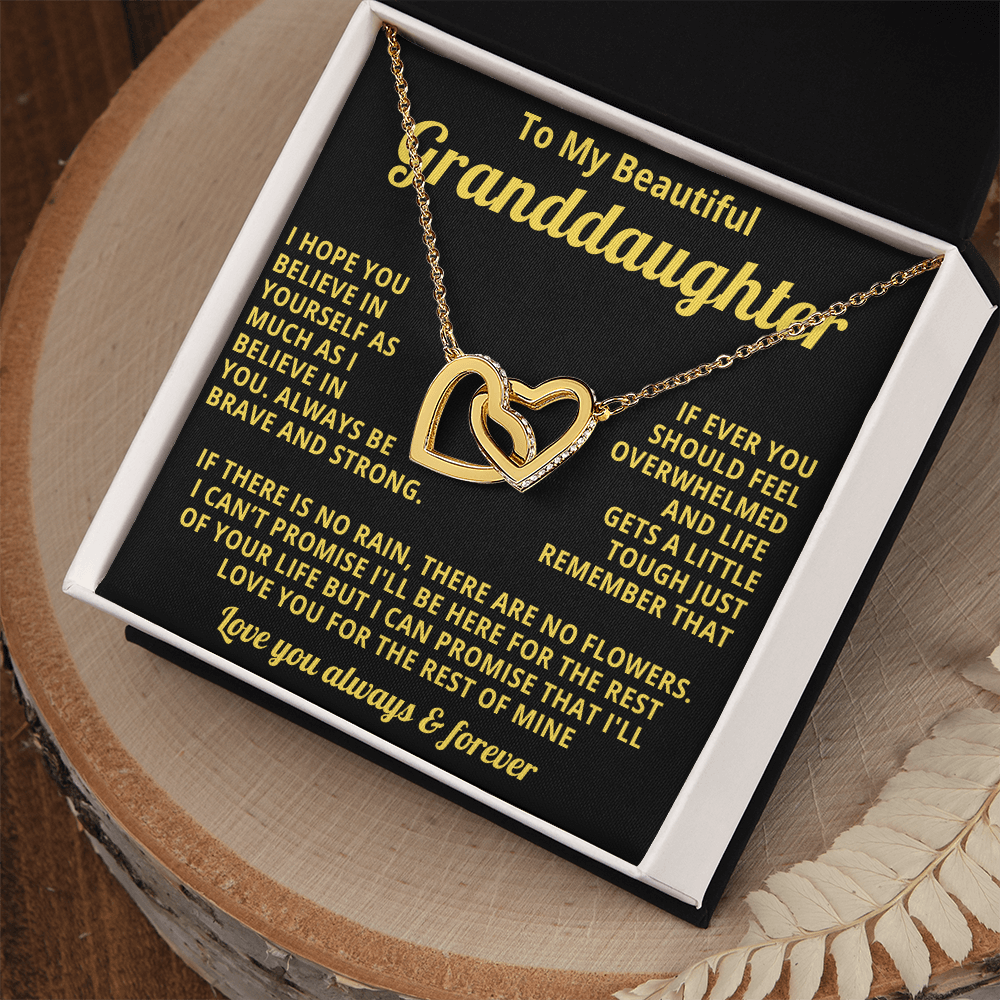 Gift for Granddaughter Linked Heart Necklace with Heartfelt Message Card