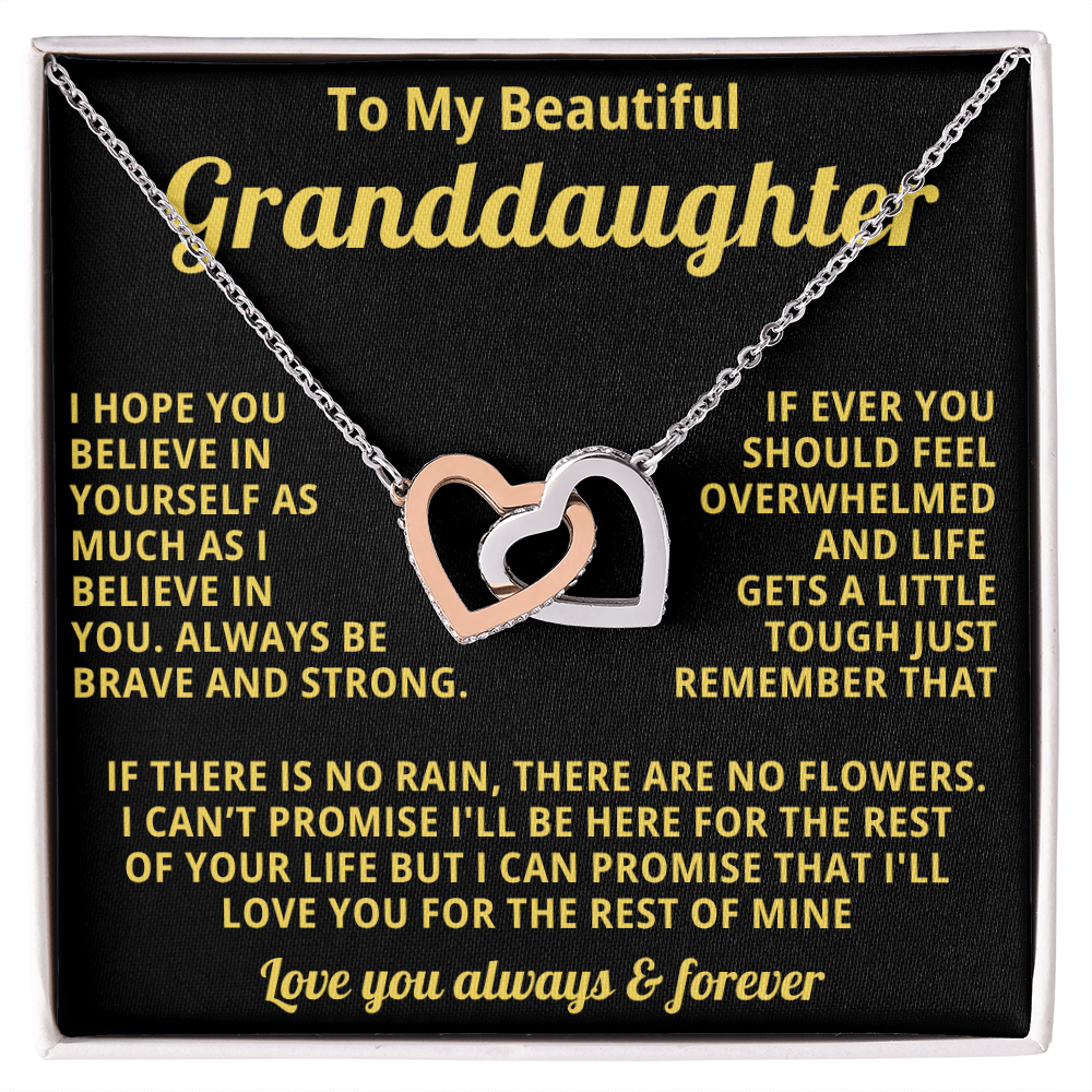 Gift for Granddaughter Linked Heart Necklace with Heartfelt Message Card