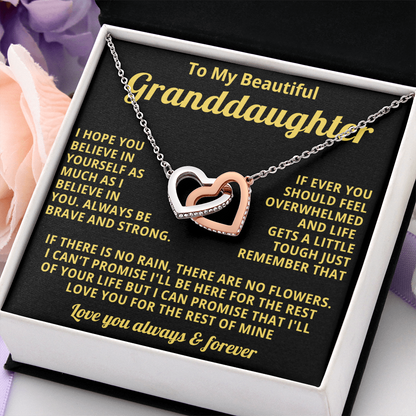Gift for Granddaughter Linked Heart Necklace with Heartfelt Message Card