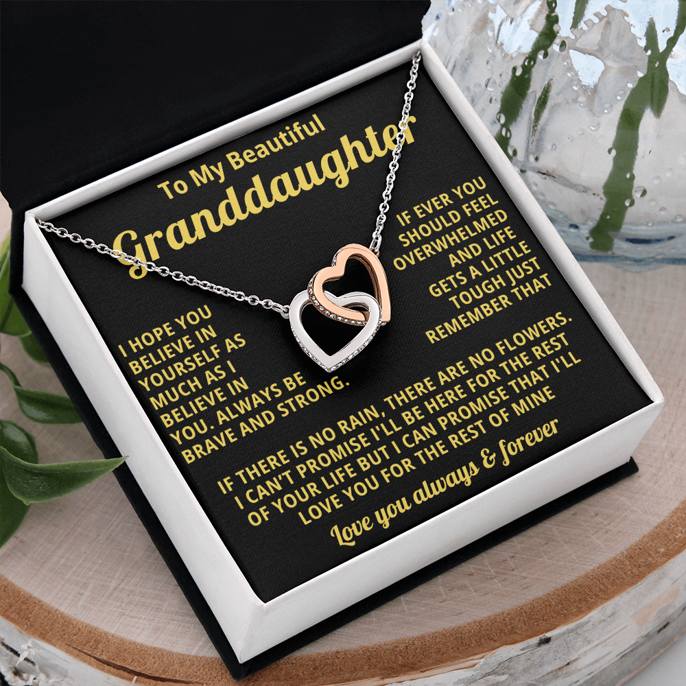 Gift for Granddaughter Linked Heart Necklace with Heartfelt Message Card