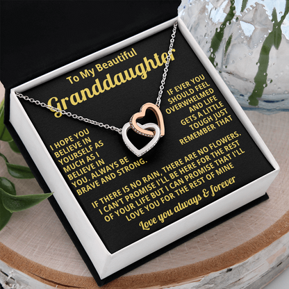 Gift for Granddaughter Linked Heart Necklace with Heartfelt Message Card