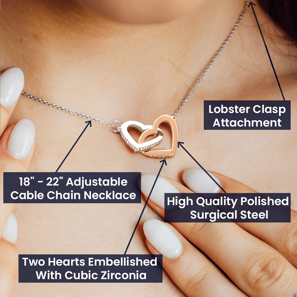 Gift for Granddaughter Linked Heart Necklace with Heartfelt Message Card