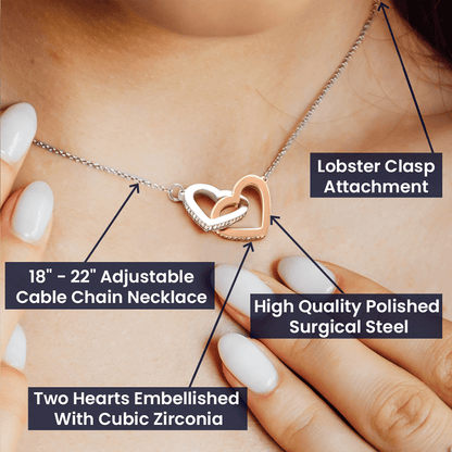 Gift for Granddaughter Linked Heart Necklace with Heartfelt Message Card