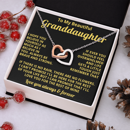 Gift for Granddaughter Linked Heart Necklace with Heartfelt Message Card