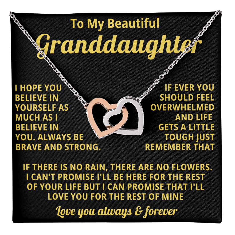 Gift for Granddaughter Linked Heart Necklace with Heartfelt Message Card