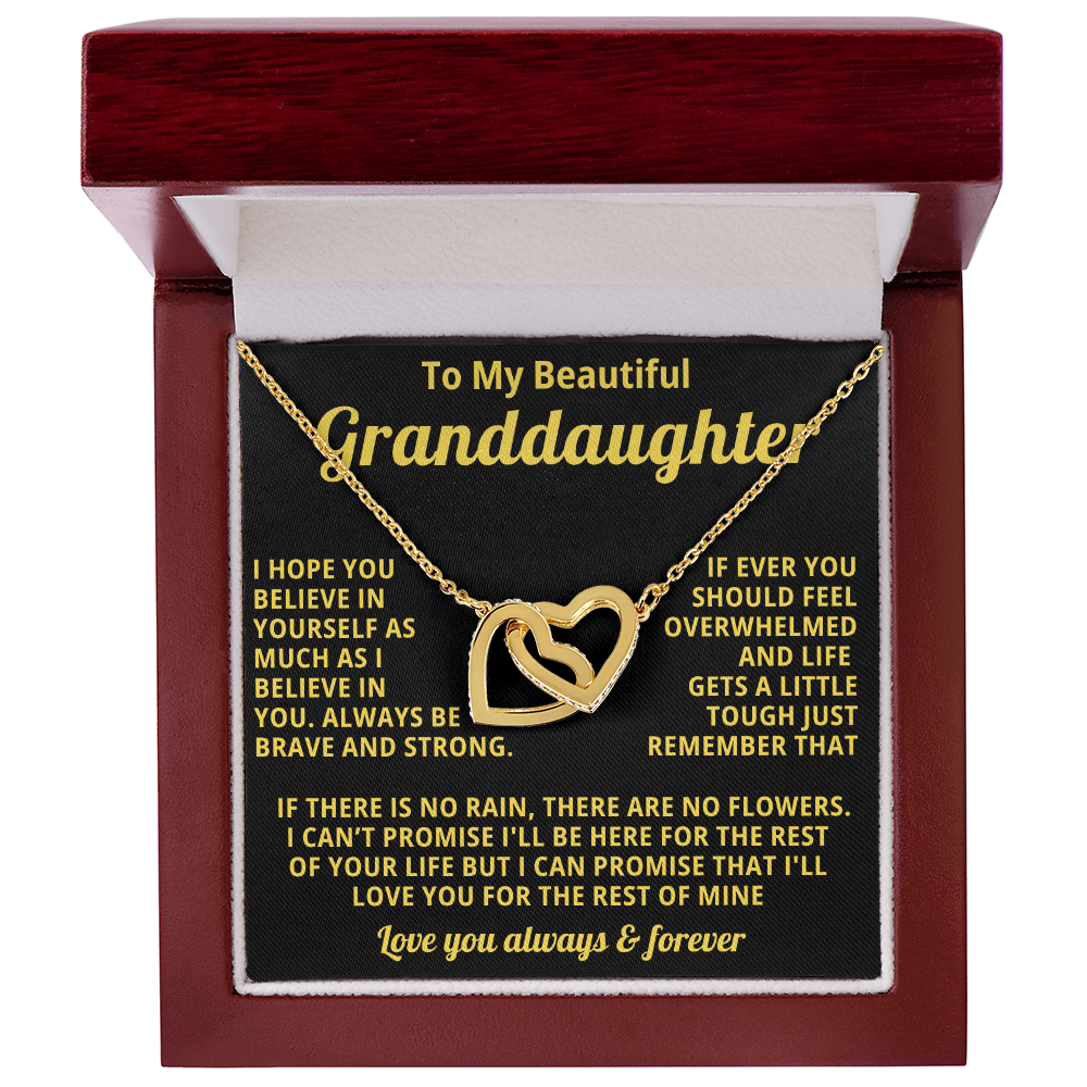 Gift for Granddaughter Linked Heart Necklace with Heartfelt Message Card