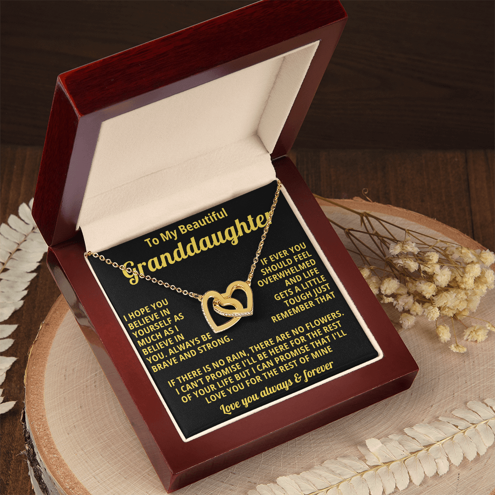 Gift for Granddaughter Linked Heart Necklace with Heartfelt Message Card