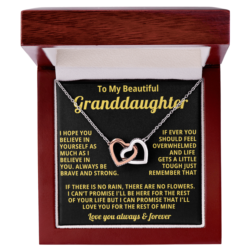 Gift for Granddaughter Linked Heart Necklace with Heartfelt Message Card