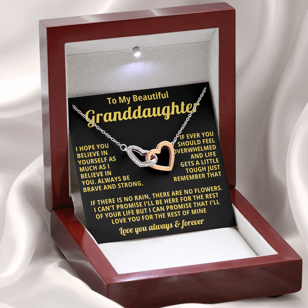 Gift for Granddaughter Linked Heart Necklace with Heartfelt Message Card