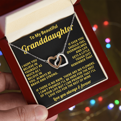 Gift for Granddaughter Linked Heart Necklace with Heartfelt Message Card