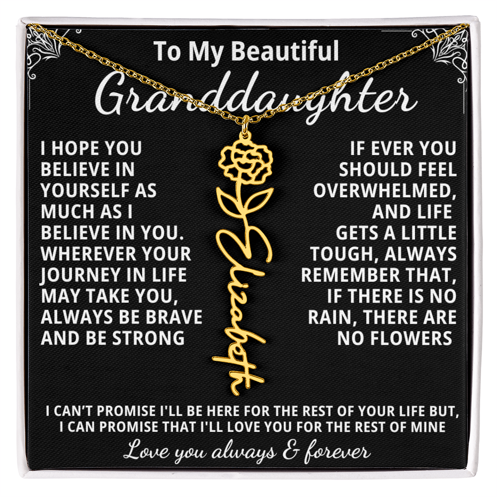 Personalized Birth Flower Name Necklace — To My Beautiful Granddaughter