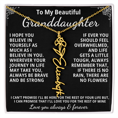 Personalized Birth Flower Name Necklace — To My Beautiful Granddaughter