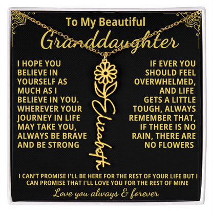 Personalized Birth Flower Name Necklace — To My Beautiful Granddaughter