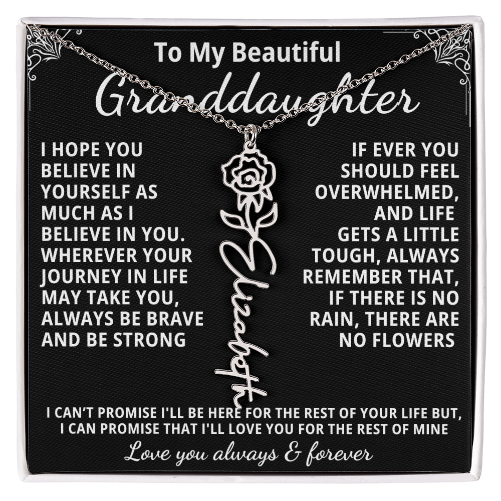 Personalized Birth Flower Name Necklace — To My Beautiful Granddaughter