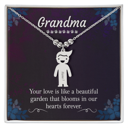 Engraved Kids Charm Necklace for Grandma- 1-2-3 Charms Available