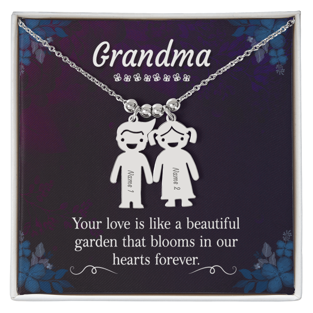 Engraved Kids Charm Necklace for Grandma- 1-2-3 Charms Available