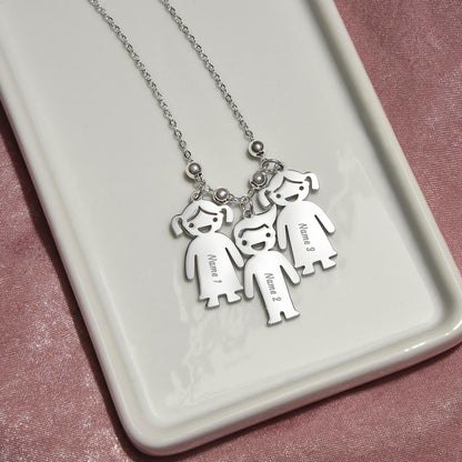 Engraved Kids Charm Necklace for Grandma- 1-2-3 Charms Available