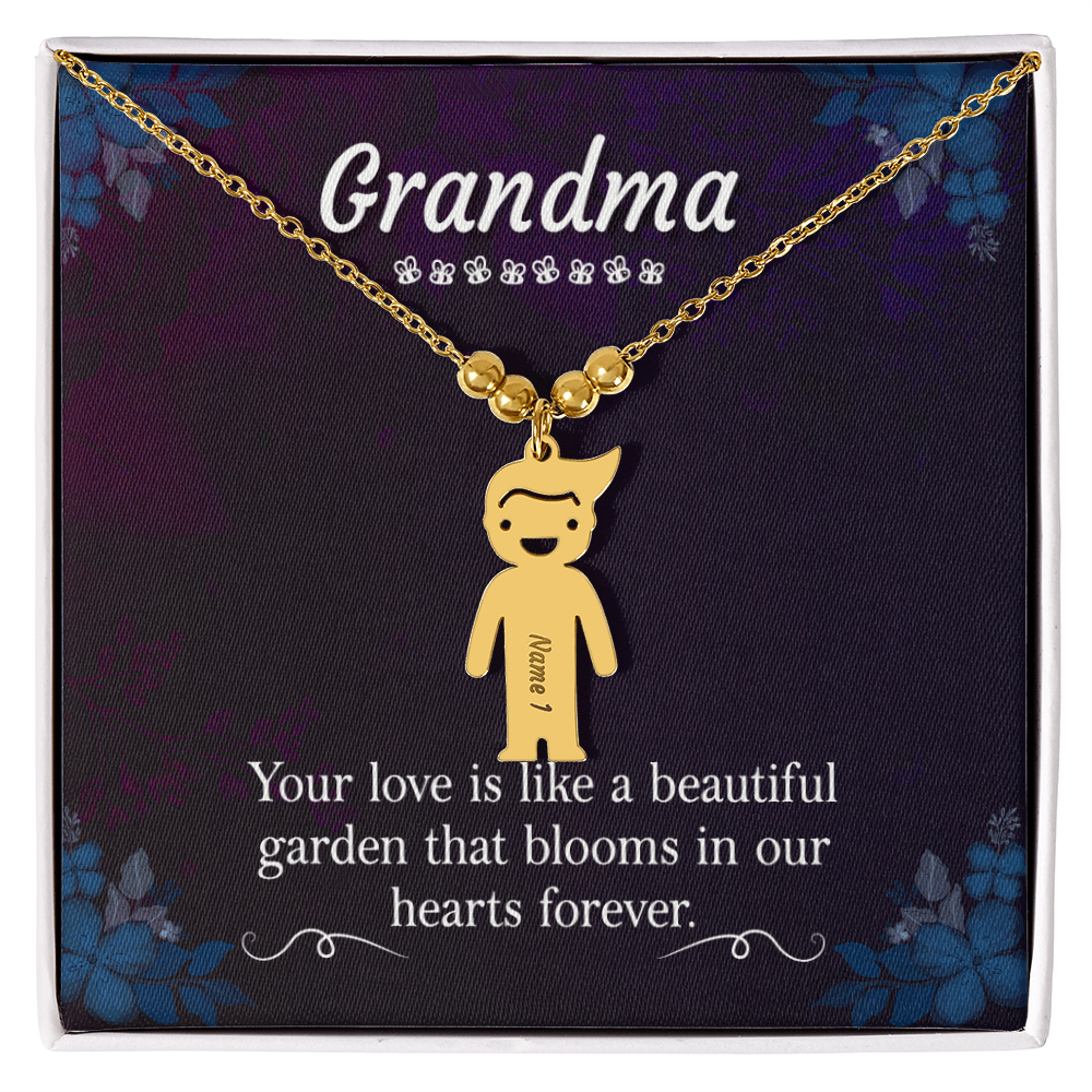 Engraved Kids Charm Necklace for Grandma- 1-2-3 Charms Available