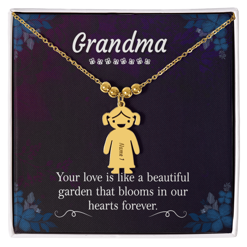 Engraved Kids Charm Necklace for Grandma- 1-2-3 Charms Available