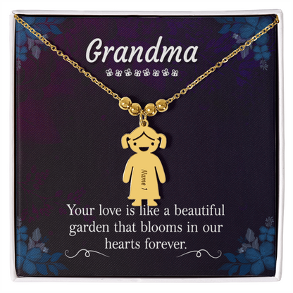 Engraved Kids Charm Necklace for Grandma- 1-2-3 Charms Available