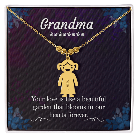 Engraved Kids Charm Necklace for Grandma- 1-2-3 Charms Available