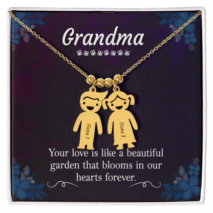 Engraved Kids Charm Necklace for Grandma- 1-2-3 Charms Available