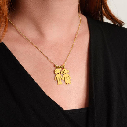 Engraved Kids Charm Necklace for Grandma- 1-2-3 Charms Available