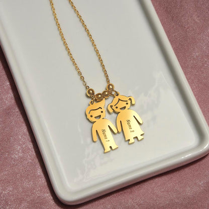 Engraved Kids Charm Necklace for Grandma- 1-2-3 Charms Available