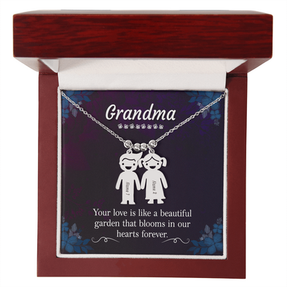 Engraved Kids Charm Necklace for Grandma- 1-2-3 Charms Available