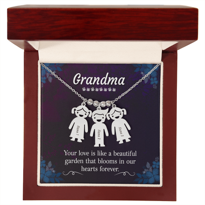 Engraved Kids Charm Necklace for Grandma- 1-2-3 Charms Available