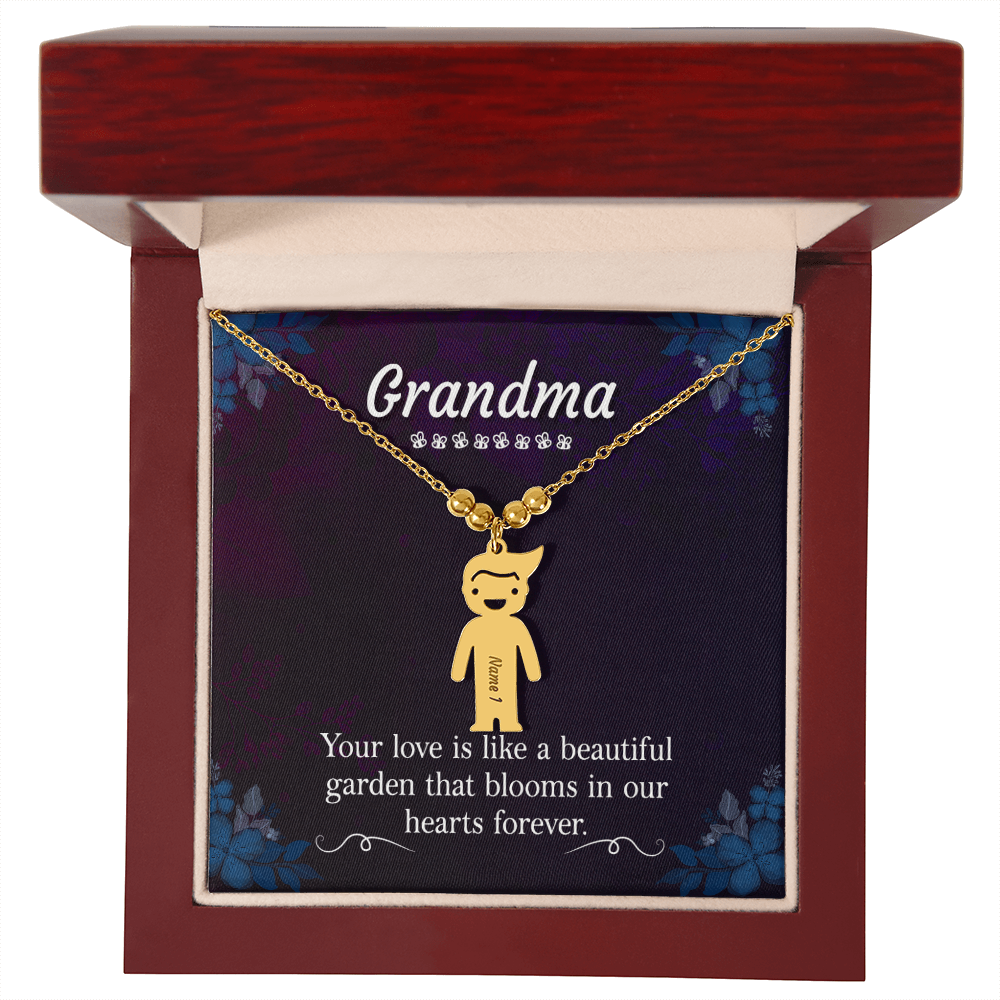 Engraved Kids Charm Necklace for Grandma- 1-2-3 Charms Available