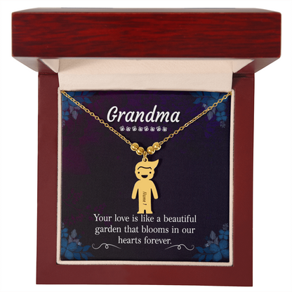 Engraved Kids Charm Necklace for Grandma- 1-2-3 Charms Available