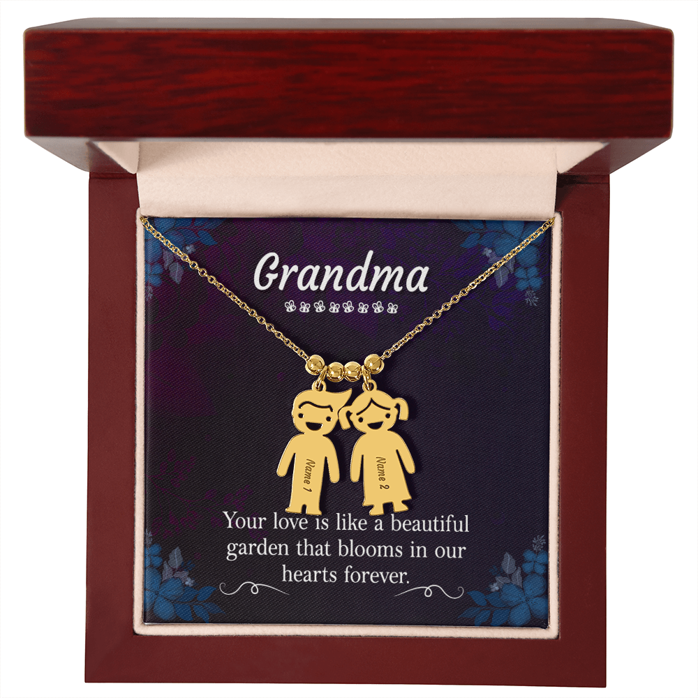 Engraved Kids Charm Necklace for Grandma- 1-2-3 Charms Available