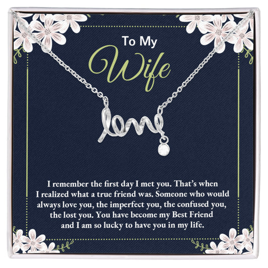 Gift for Wife- Love Scripted Necklace