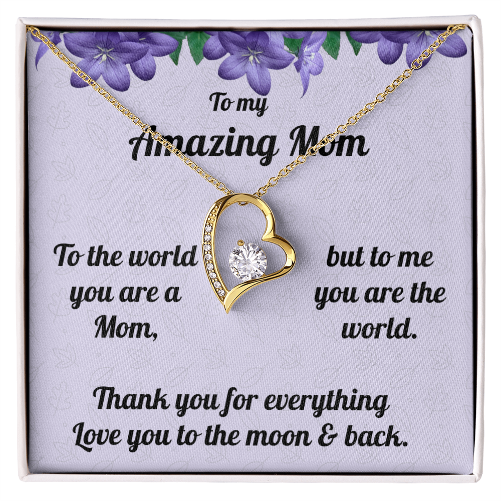pastels and purple colour design with flowers and love heart necklace with message for amazing mom
