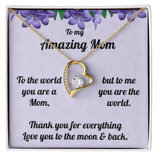 pastels and purple colour design with flowers and love heart necklace with message for amazing mom