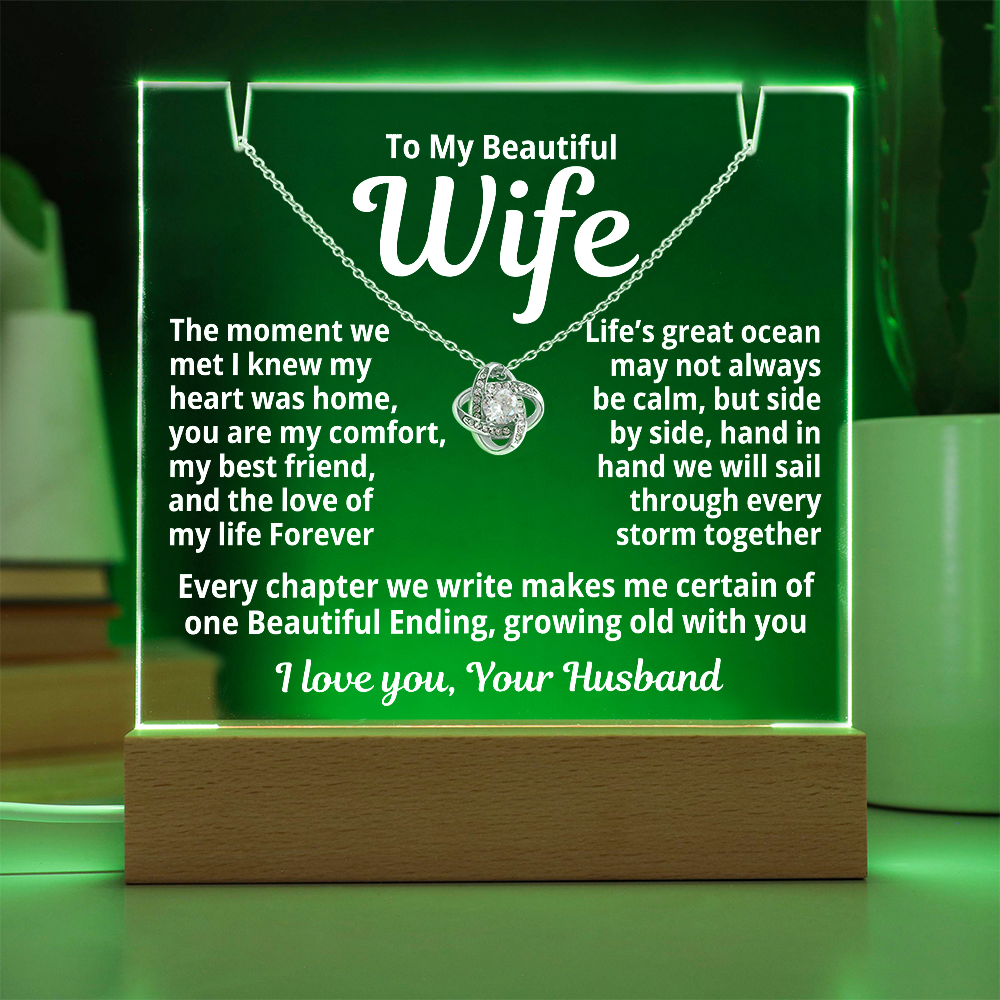 My Beautiful Wife - Sparkling Love Knot Necklace.