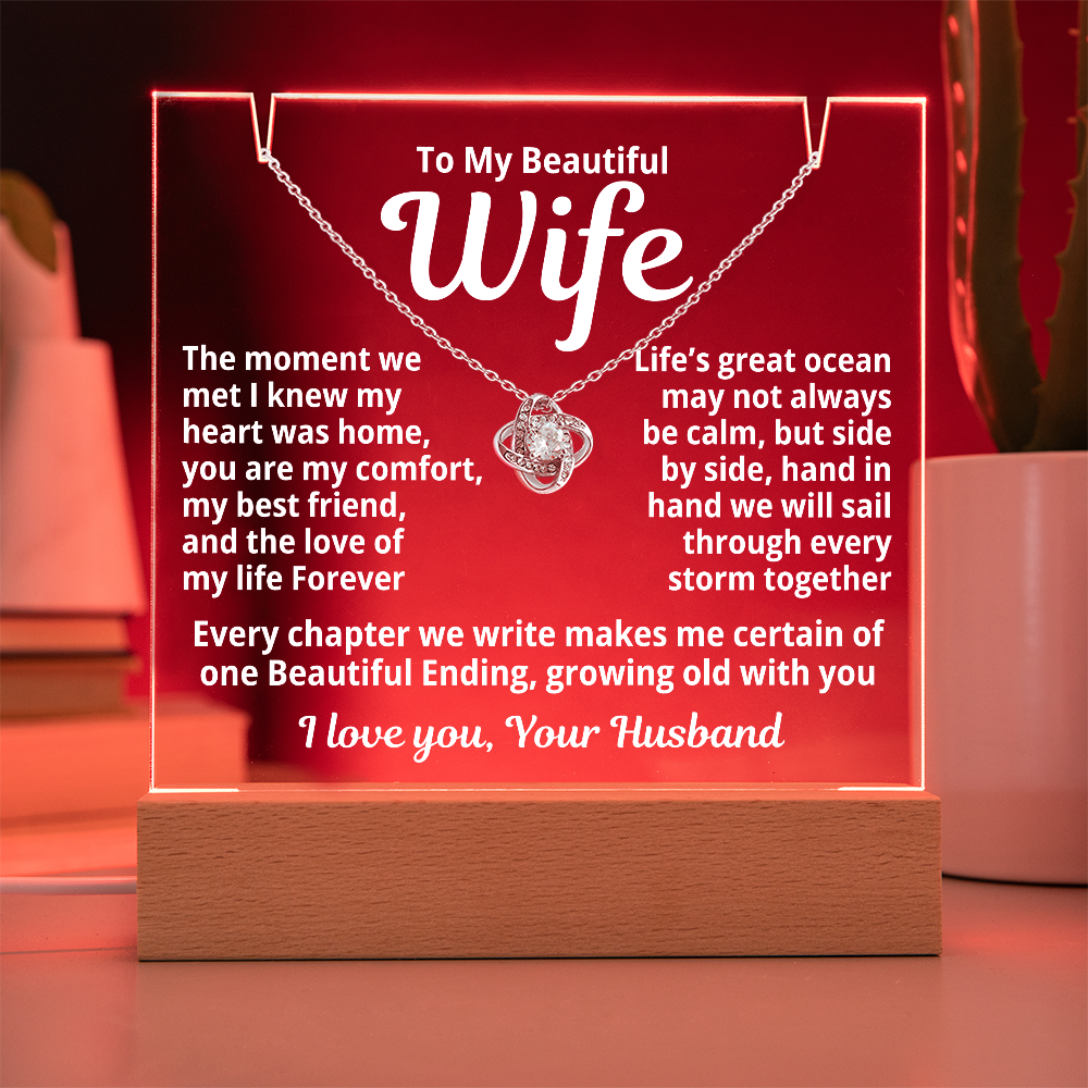 My Beautiful Wife - Sparkling Love Knot Necklace.