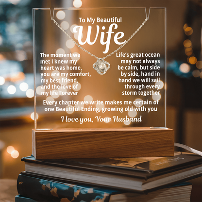 My Beautiful Wife - Sparkling Love Knot Necklace.