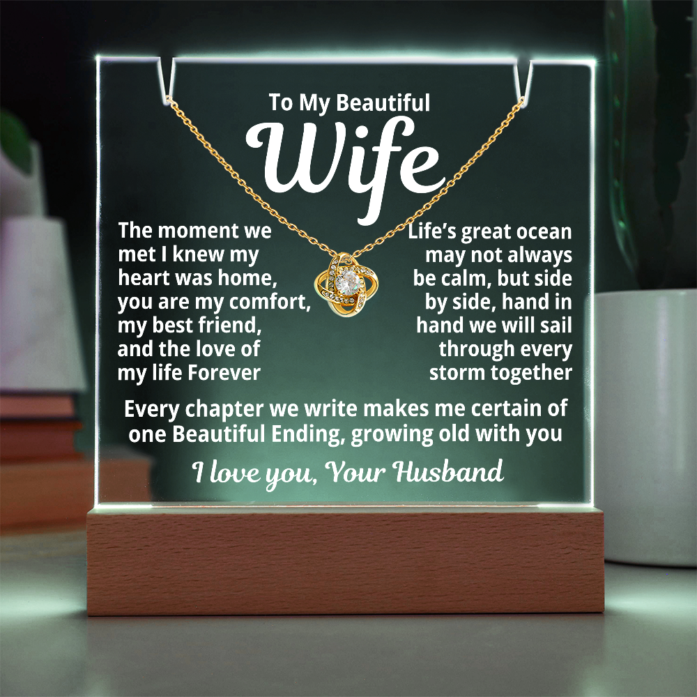 My Beautiful Wife - Sparkling Love Knot Necklace.