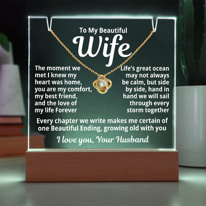 My Beautiful Wife - Sparkling Love Knot Necklace.