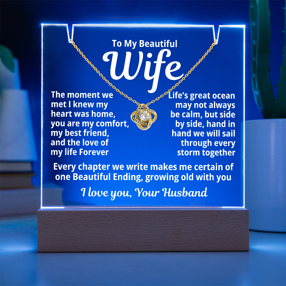 My Beautiful Wife - Sparkling Love Knot Necklace.