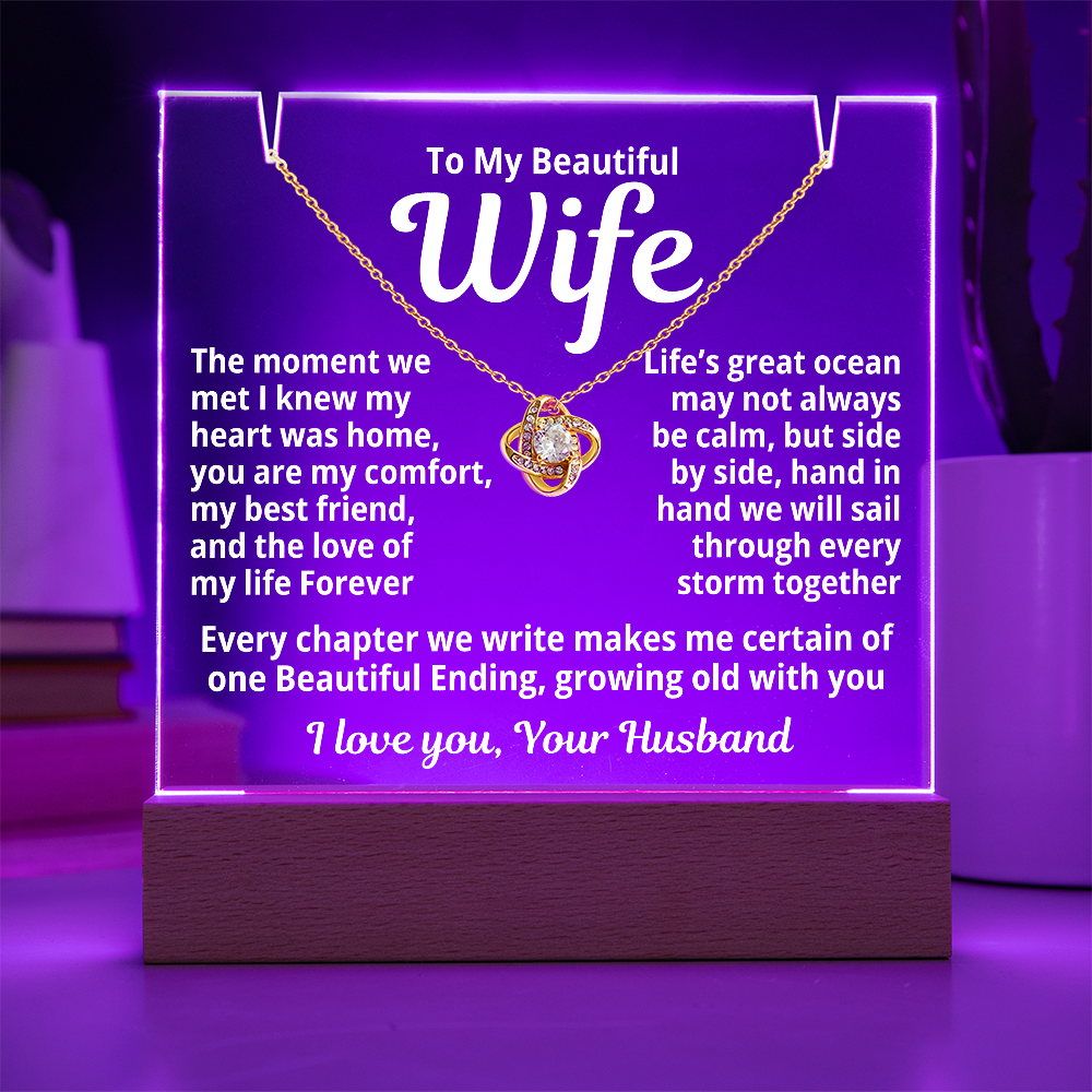 My Beautiful Wife - Sparkling Love Knot Necklace.