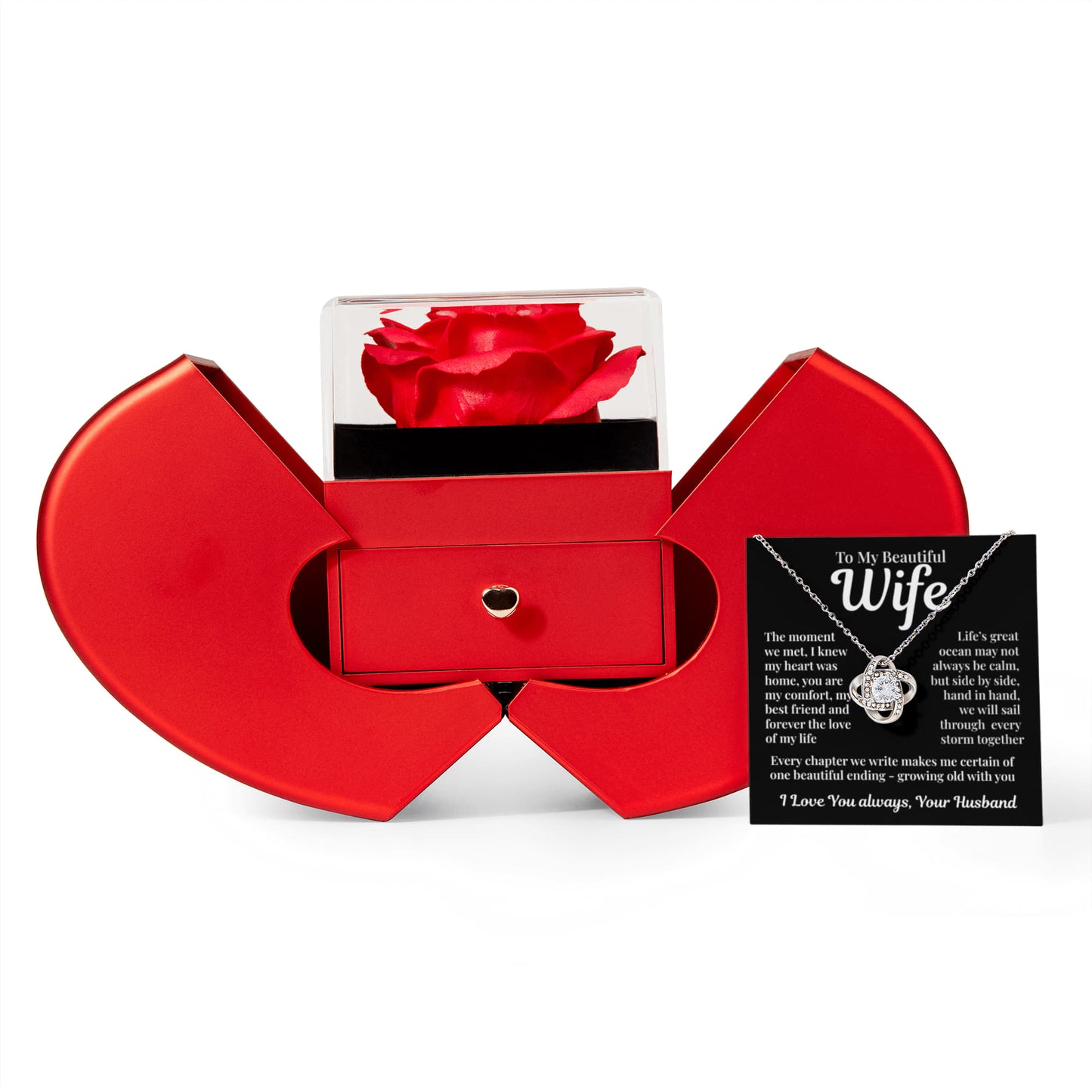 To My Beautiful Wife-Sail through the Storm Together- Forever Rose Heart Box- Valentine
