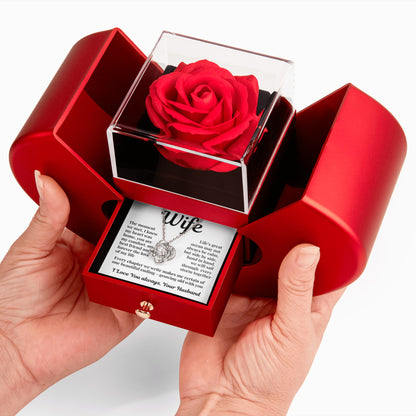 To My Beautiful Wife-Love Knot Necklace- Eternal Rose Heart Box- Sail through the Storm Together Valentine's day