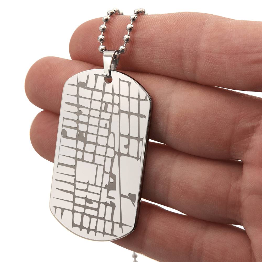 Dog Tag Personalised Map & Engraved Message Necklace- Our Special Place Map