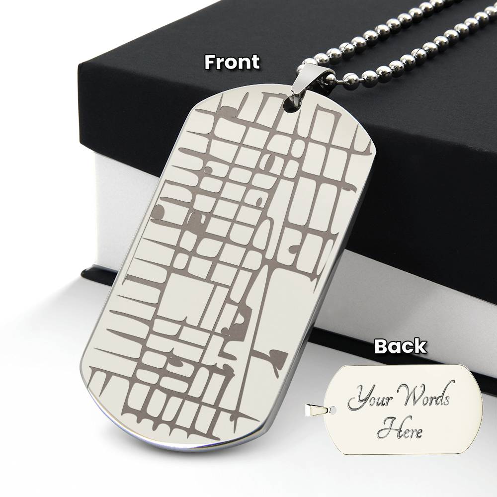 Dog Tag Personalised Map & Engraved Message Necklace- Our Special Place Map
