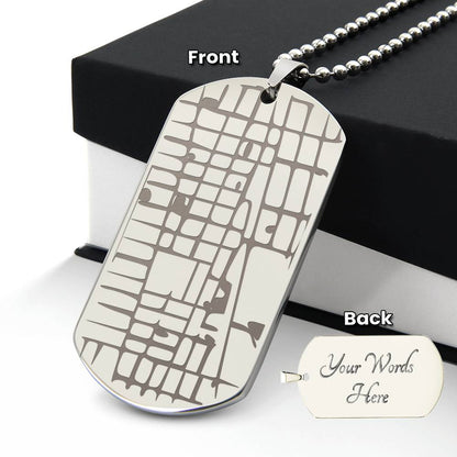 Dog Tag Personalised Map & Engraved Message Necklace- Our Special Place Map