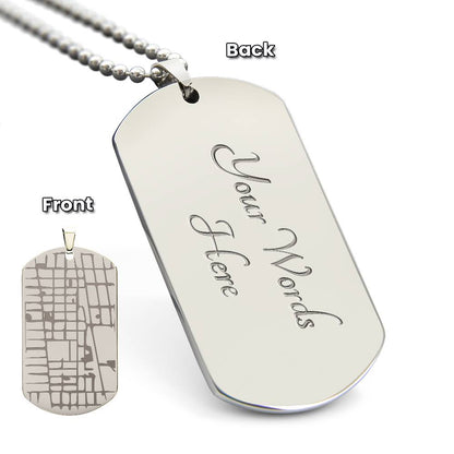 Dog Tag Personalised Map & Engraved Message Necklace- Our Special Place Map